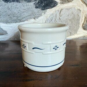 Longaberger Pottery salt/butter crock-1 pint-made in USA, woven traditions blue